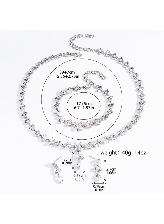 أوليس فيرس  هدية فالنتاين - مجموعة 3 قطع قابلة للتعديل (عقد، أقراط، سوار) بتصميم شراب النجمة من المعدن والكريستال مع علبة هدية - مثالية للحفلات الزواجية، الحفلات والمناسبات المسائية - Image 3